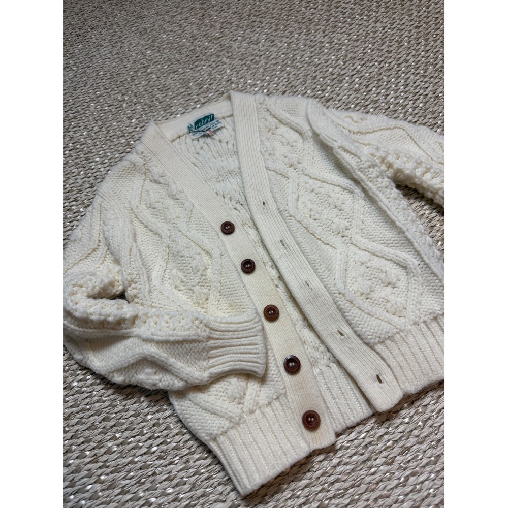 Robinit Kids Cream Cable Knit Cardigan Sweater Vintage fisherman's‎ chin my 4